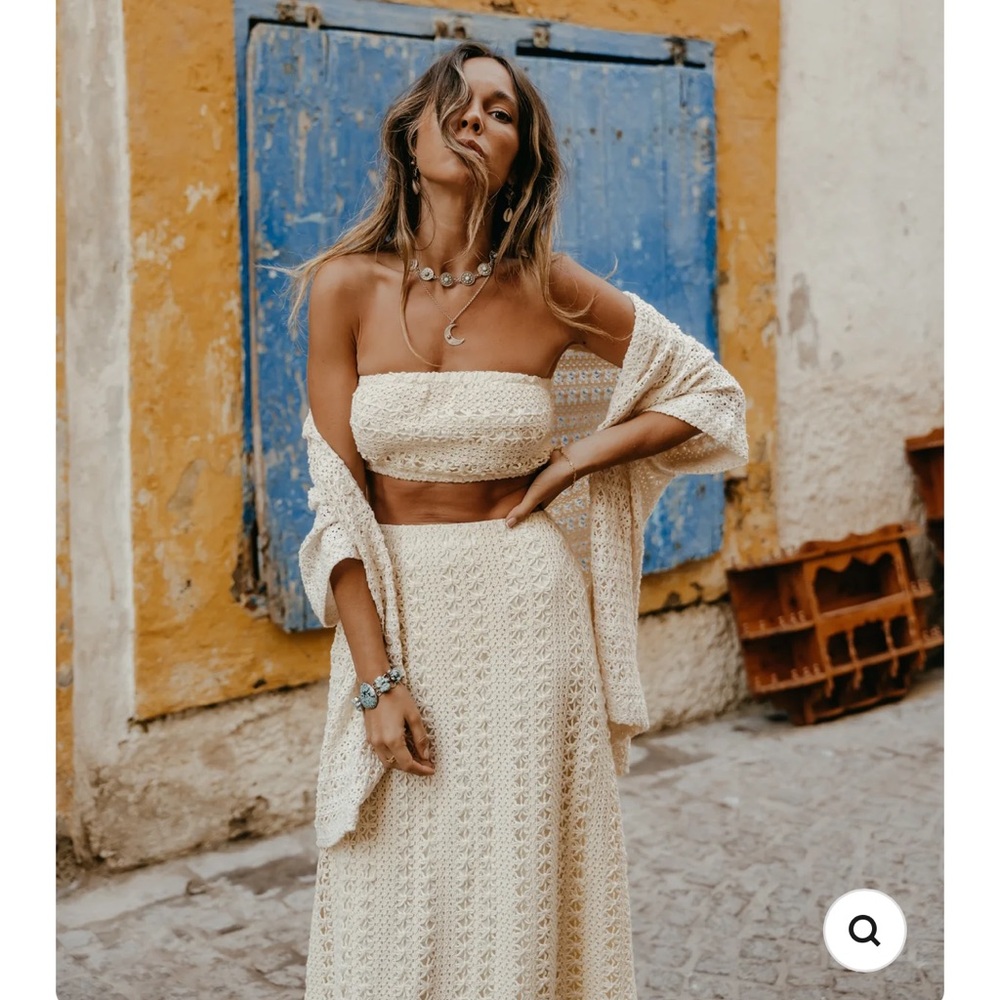 Cream Crochet Two-Piece Set